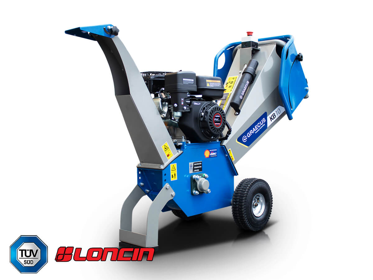 Holzhäcksler Schredder 10cm mit 6,5PS Loncin Benzinmotor