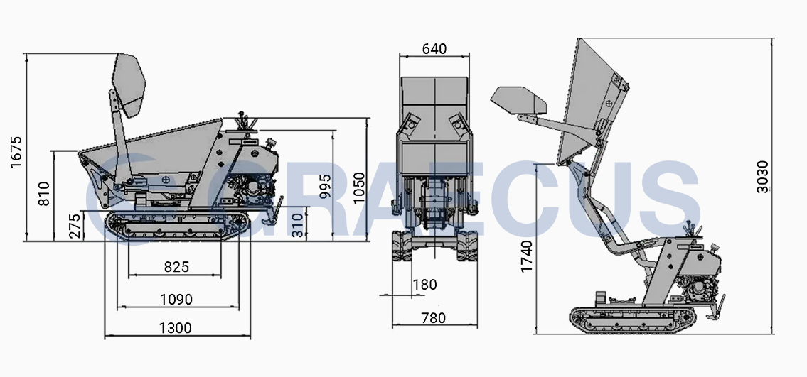Diesel-Dumper, hydrostatisch, mit Lader und 800 kg Kipplast